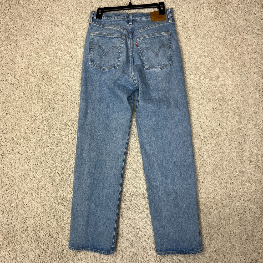 Levis Ribcage Straight Jeans Womens 29 Blue Medium Wash Button Fly - Picture 4 of 9